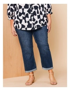 Wardrobe Staple Crop Denim Jean in Dark Blue
