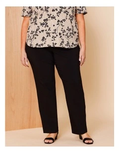 Wardrobe Staple Stretch Full Length Straight Pant In Black