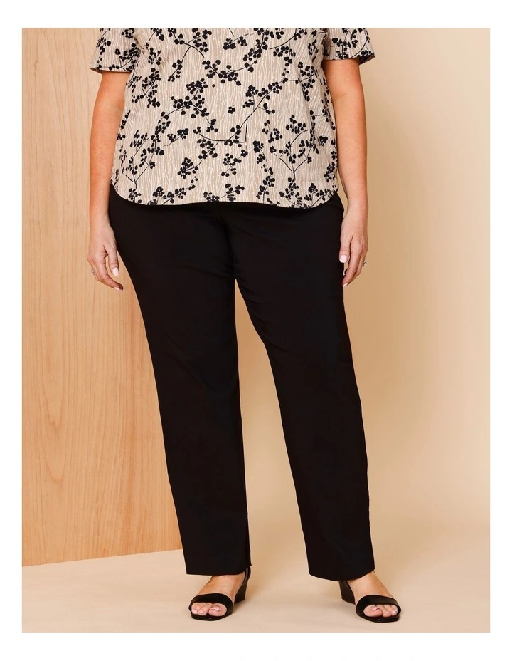 Wardrobe Staple Stretch Full Length Straight Pant In Black image 1