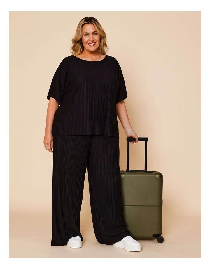 Plisse Full Length Pant In Black image 2