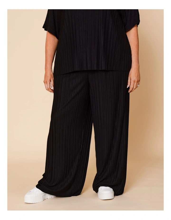 Plisse Full Length Pant In Black image 3