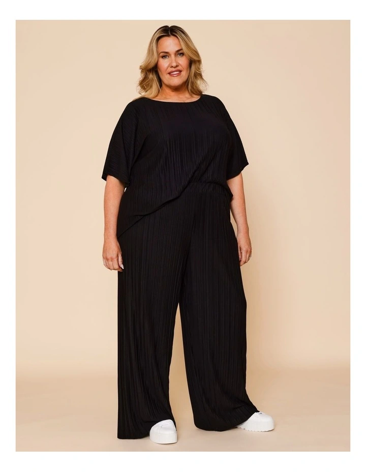 Plisse Full Length Pant In Black image 4
