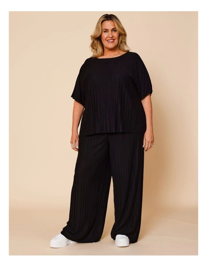 Plisse Full Length Pant In Black image 7