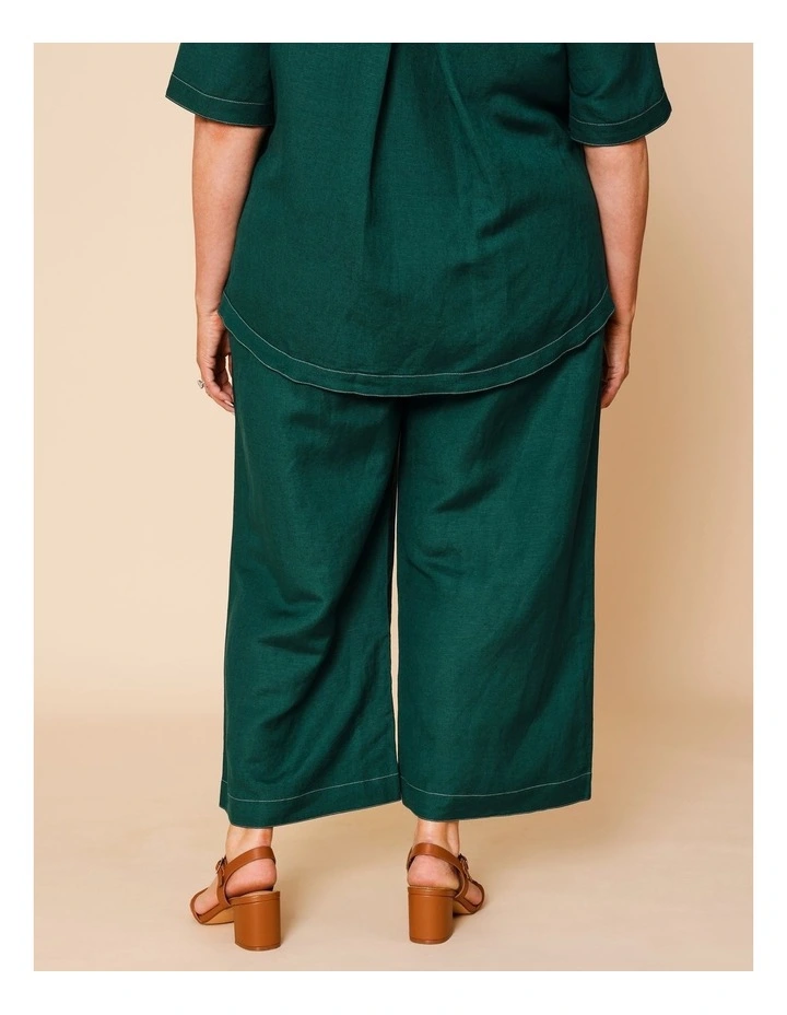 Wide Leg Linen Blend Pant In Forest image 3