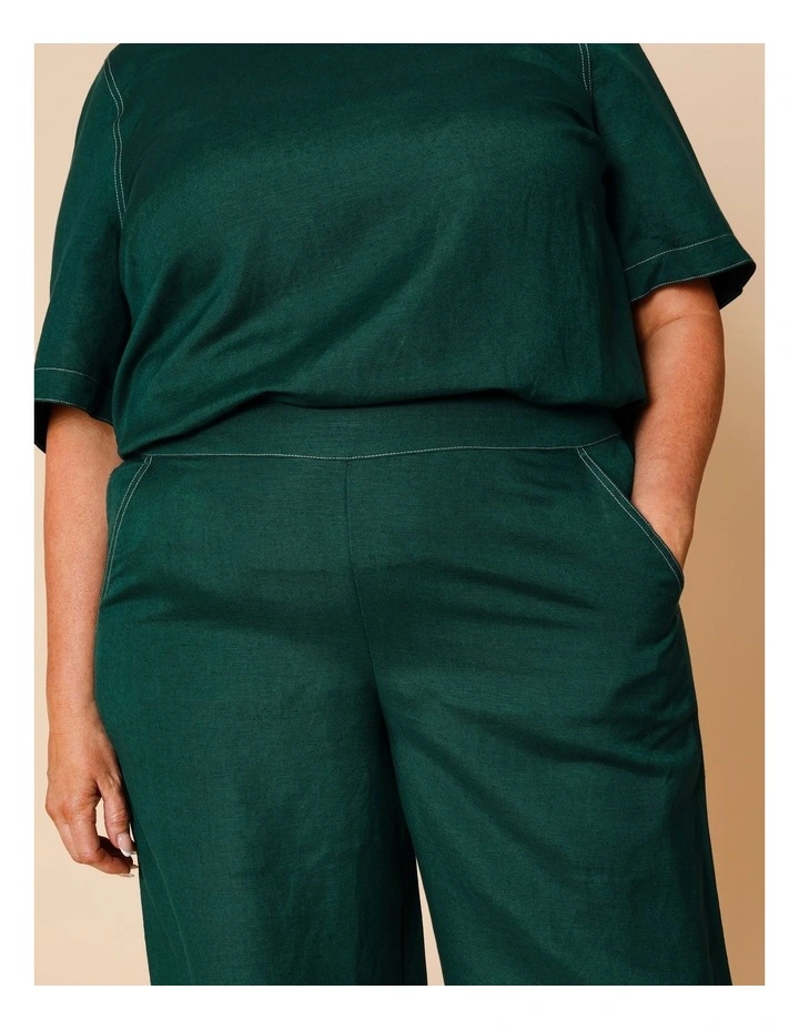Wide Leg Linen Blend Pant In Forest image 4