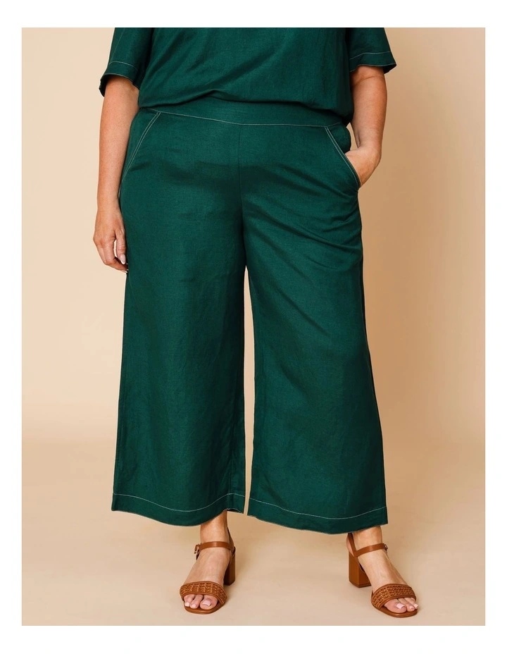 Wide Leg Linen Blend Pant In Forest image 5