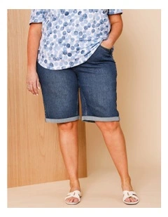 5 Pocket Stretch Denim Short In Dark Blue