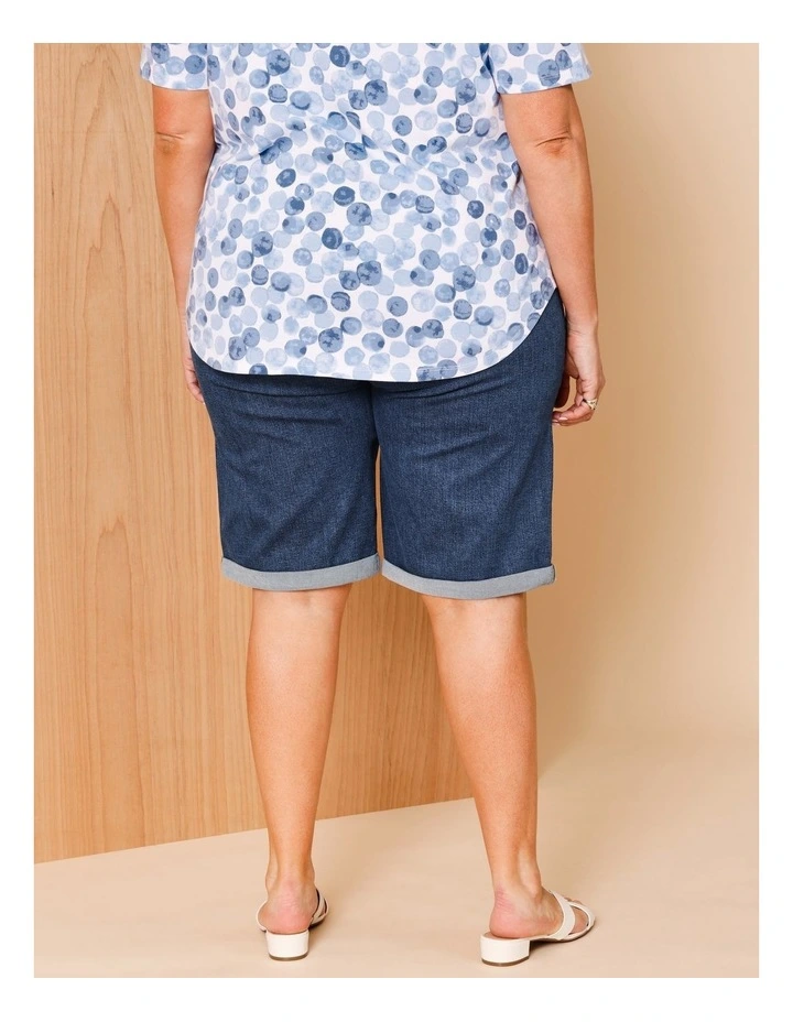 5 Pocket Stretch Denim Short In Dark Blue image 4