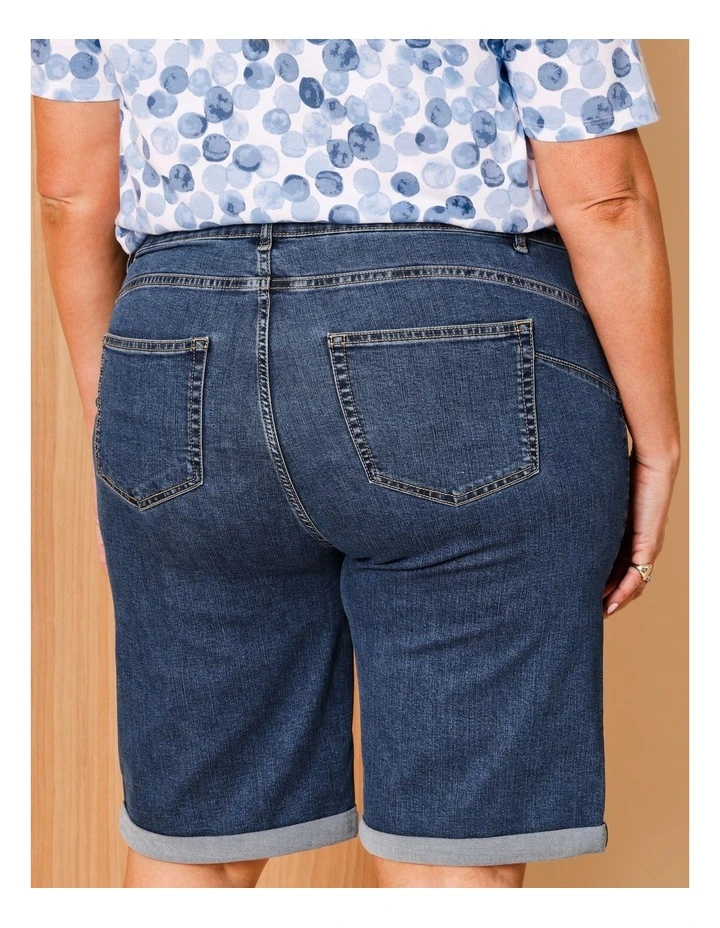 5 Pocket Stretch Denim Short In Dark Blue image 5