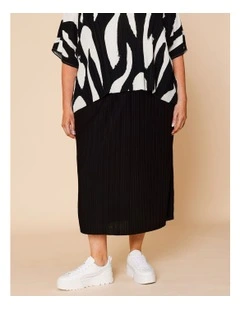 Plisse Skirt With Elastic Waist In Black