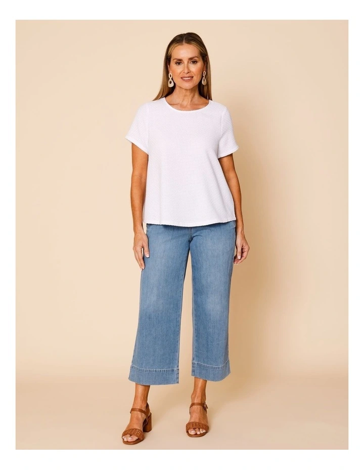 Short Sleeve Swing Top In White image 2