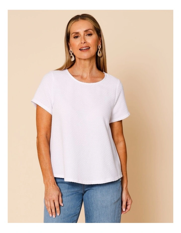Short Sleeve Swing Top In White image 3