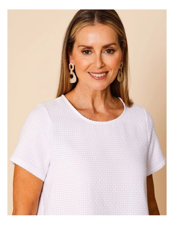 Short Sleeve Swing Top In White image 5