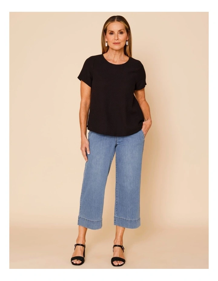 Short Sleeve Swing Top In Black image 2