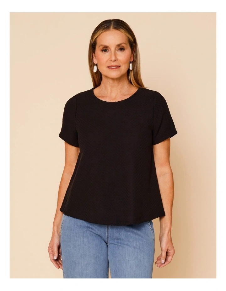 Short Sleeve Swing Top In Black image 3