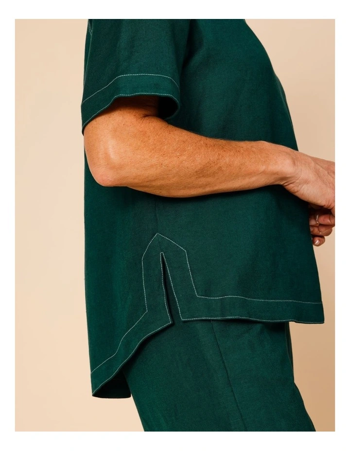 Short Sleeve Top With Curved Back Hem In Forest image 4