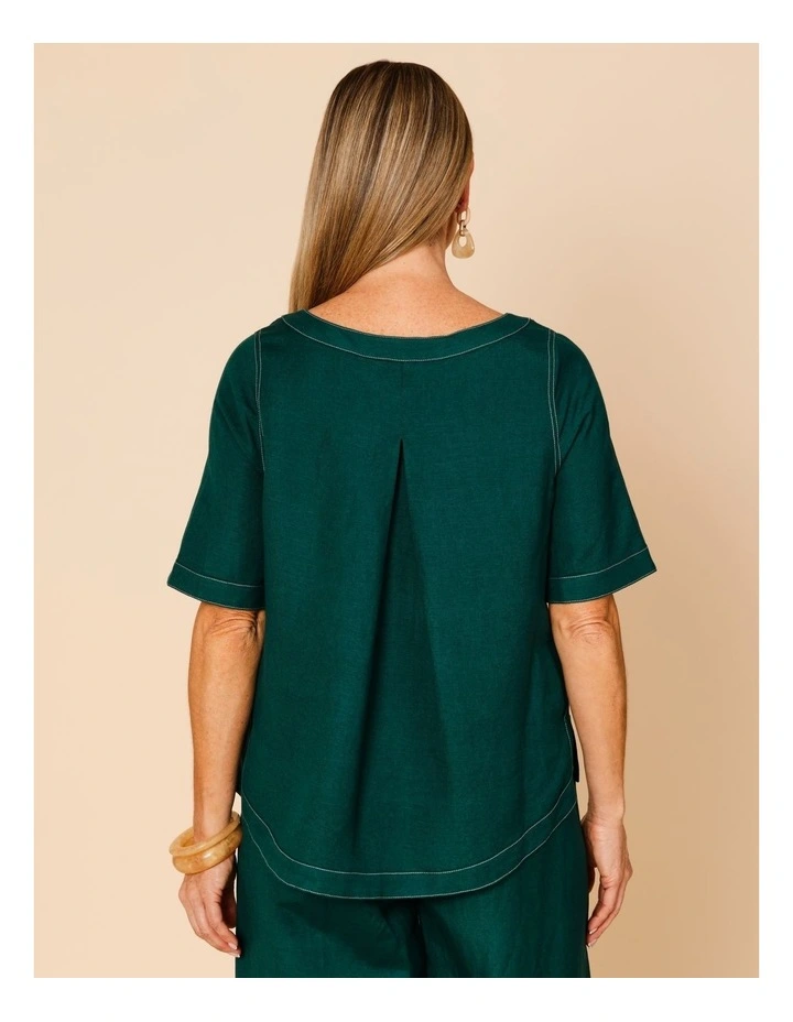 Short Sleeve Top With Curved Back Hem In Forest image 6