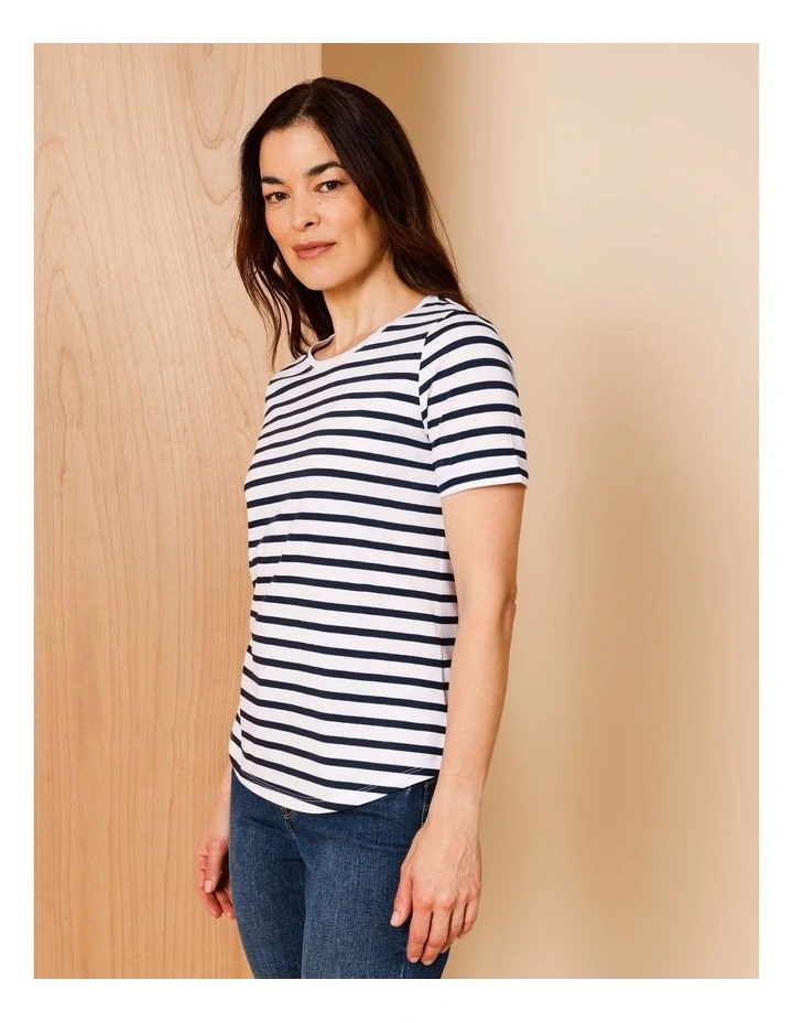 Wardrobe Staple Short Sleeve Tee in White/Navy Stripe image 1