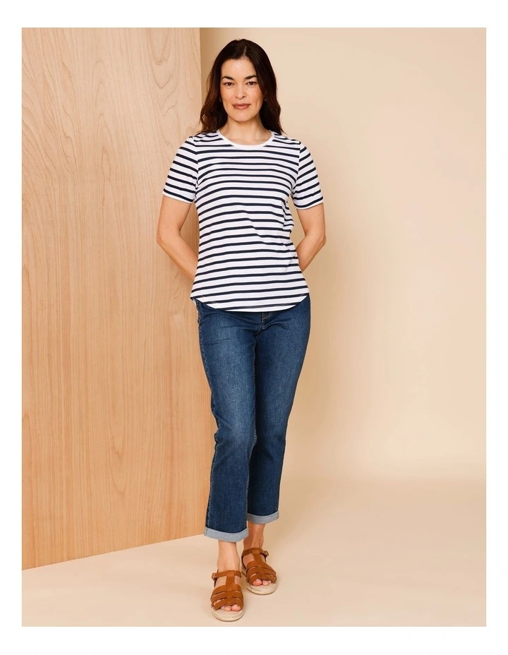 Wardrobe Staple Short Sleeve Tee in White/Navy Stripe image 2