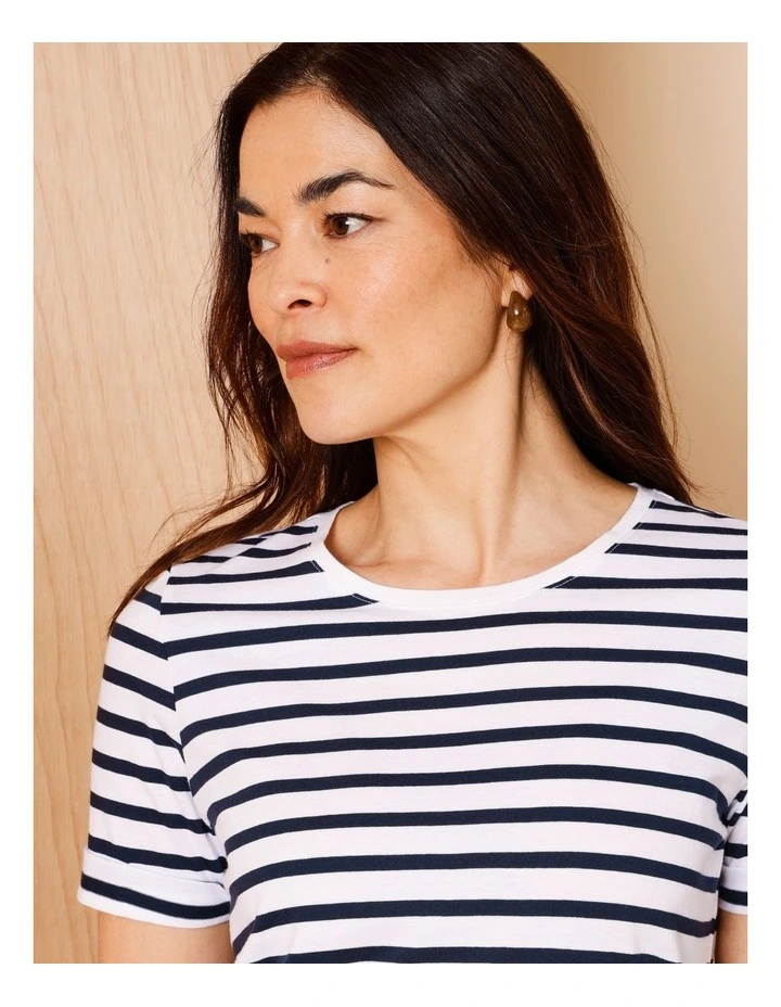 Wardrobe Staple Short Sleeve Tee in White/Navy Stripe image 4