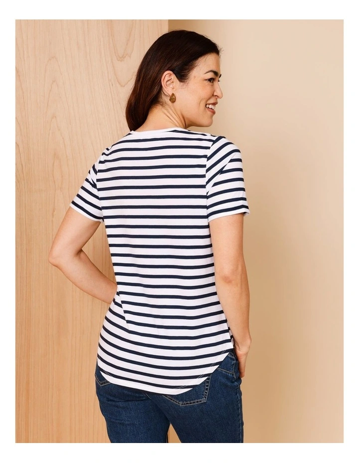 Wardrobe Staple Short Sleeve Tee in White/Navy Stripe image 5