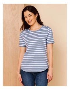 Wardrobe Staple Short Sleeve Tee in Blue/White Stripe