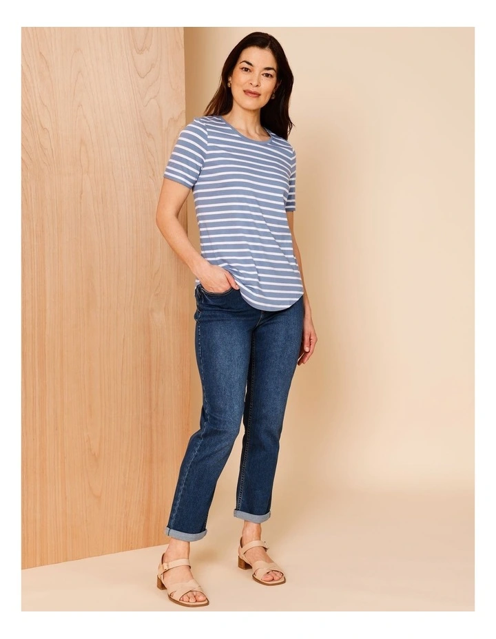 Wardrobe Staple Short Sleeve Tee in Blue/White Stripe image 2