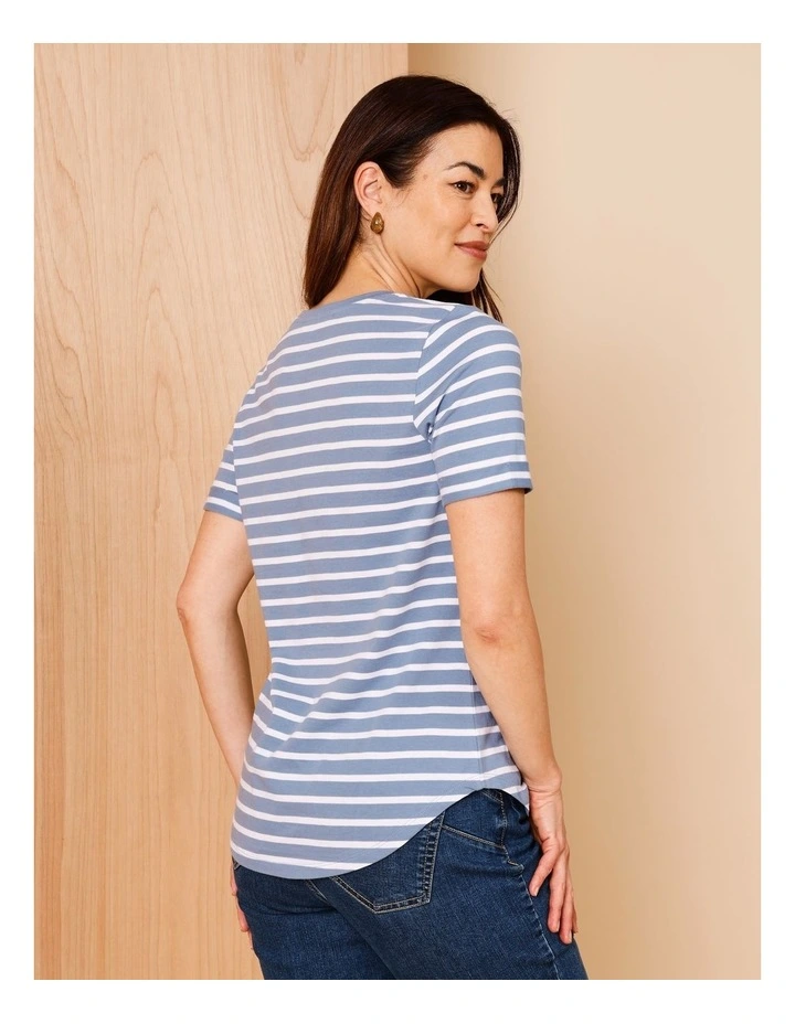 Wardrobe Staple Short Sleeve Tee in Blue/White Stripe image 3