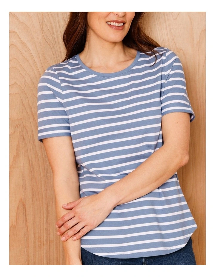 Wardrobe Staple Short Sleeve Tee in Blue/White Stripe image 4