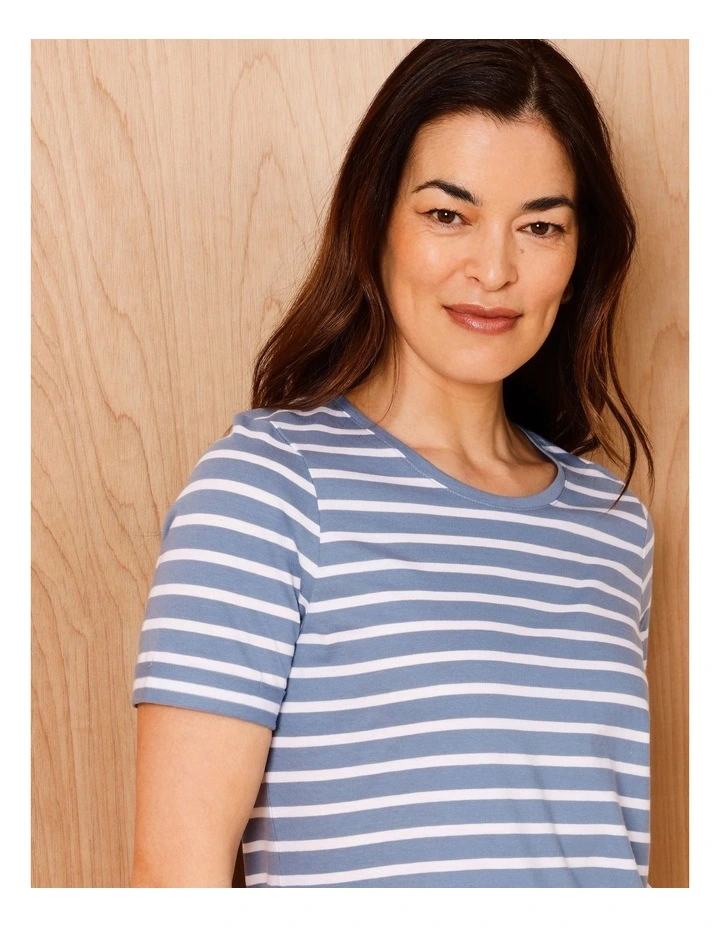Wardrobe Staple Short Sleeve Tee in Blue/White Stripe image 5