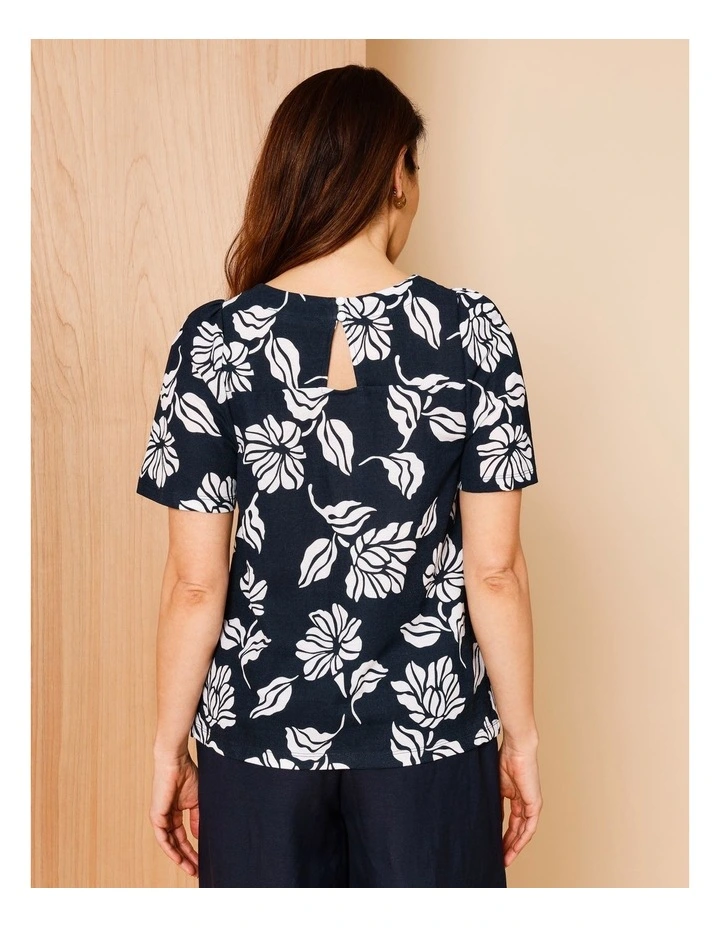 Short Bell Sleeve Tee In Navy/White Floral image 5