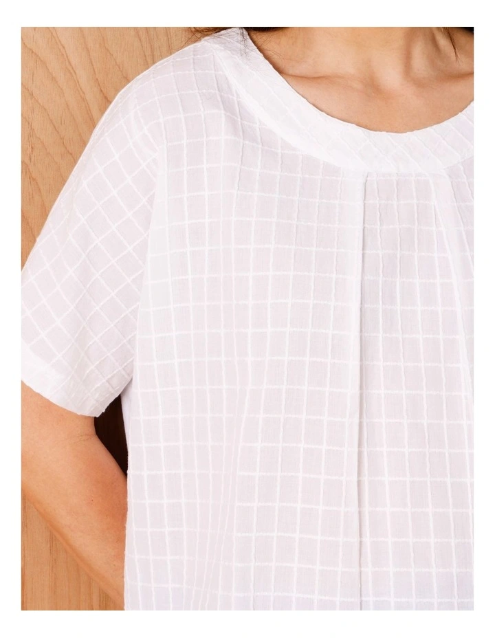 Magyar Sleeve Woven Front Tee With Tuck Neck And Knit Back In White image 4