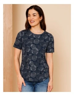 Wardrobe Staple Short Sleeve Tee In Spot On Spot Print Navy/White