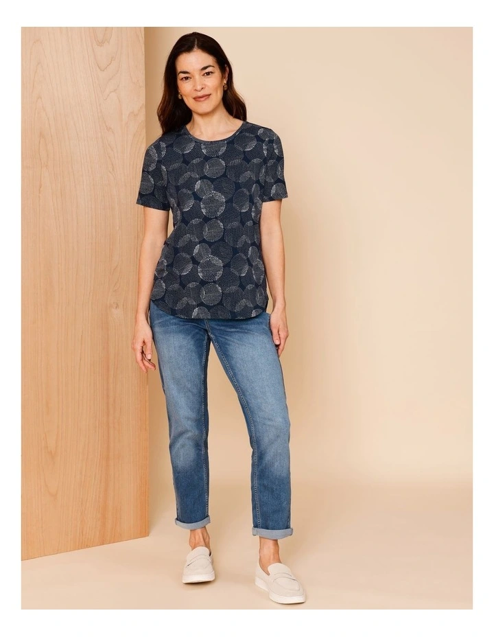 Wardrobe Staple Short Sleeve Tee In Spot On Spot Print Navy/White image 2