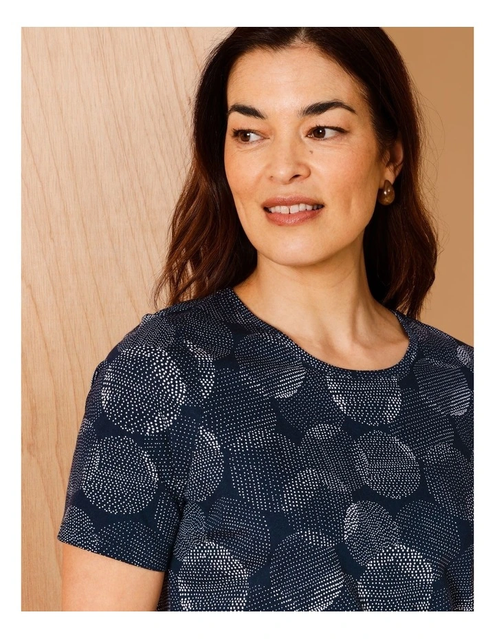Wardrobe Staple Short Sleeve Tee In Spot On Spot Print Navy/White image 3