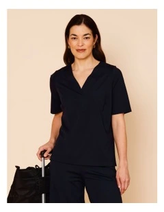 Short Sleeve V-neck Tee in Navy