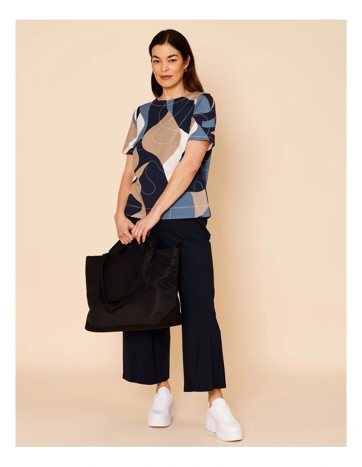 Short Sleeve Boat Neck Tee in Blues Print image 2
