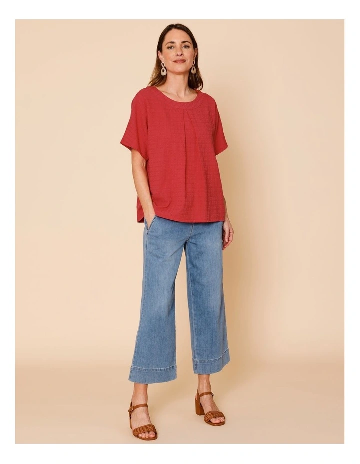 Magyar Sleeve Woven Front Tee With Tuck Neck And Knit Back In Sunset image 2