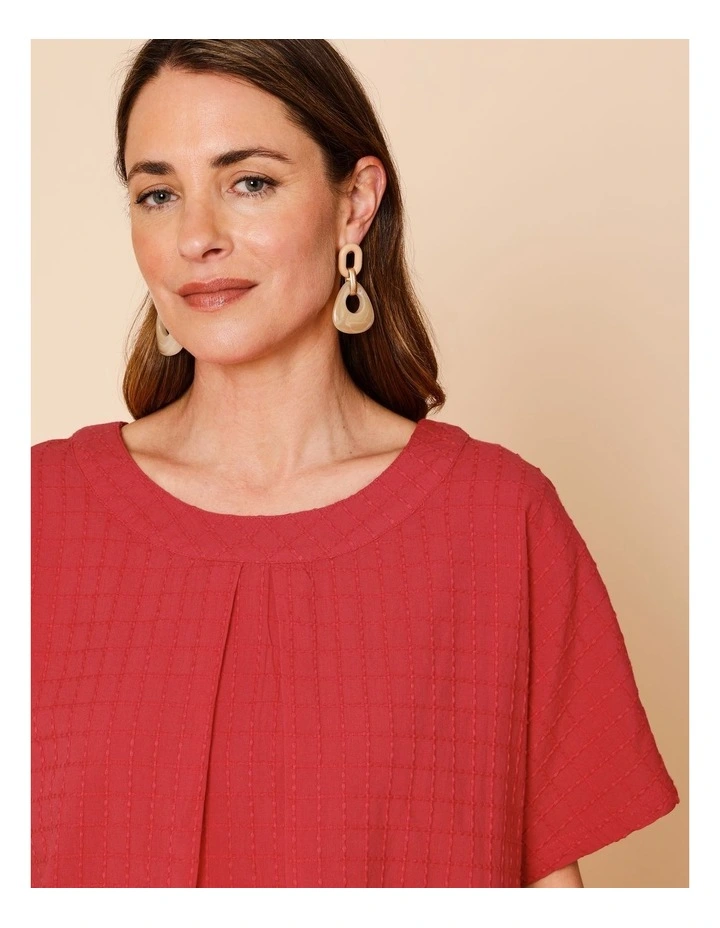 Magyar Sleeve Woven Front Tee With Tuck Neck And Knit Back In Sunset image 3