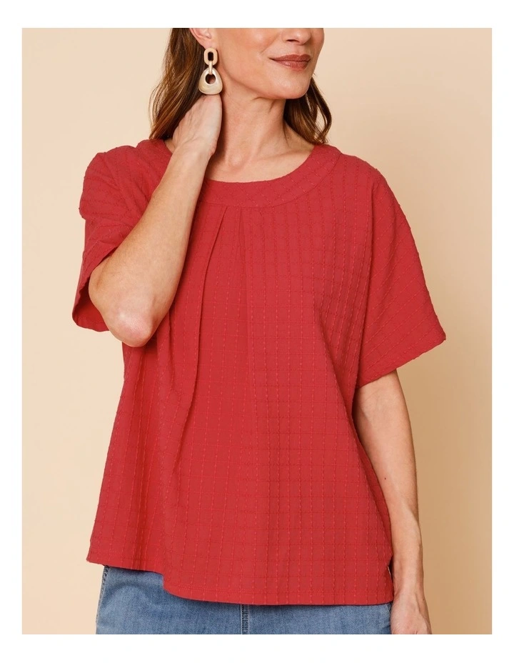 Magyar Sleeve Woven Front Tee With Tuck Neck And Knit Back In Sunset image 5