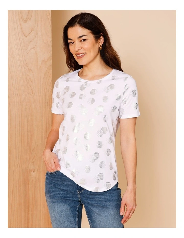 Wardrobe Staple Short Sleeve Tee In White Foil Print image 1