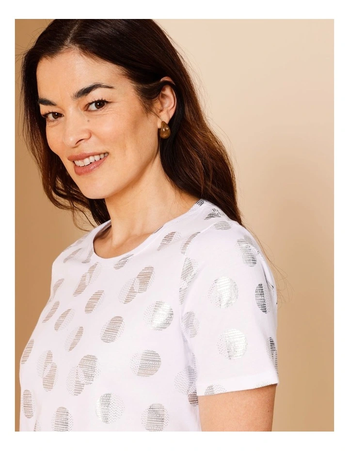 Wardrobe Staple Short Sleeve Tee In White Foil Print image 2