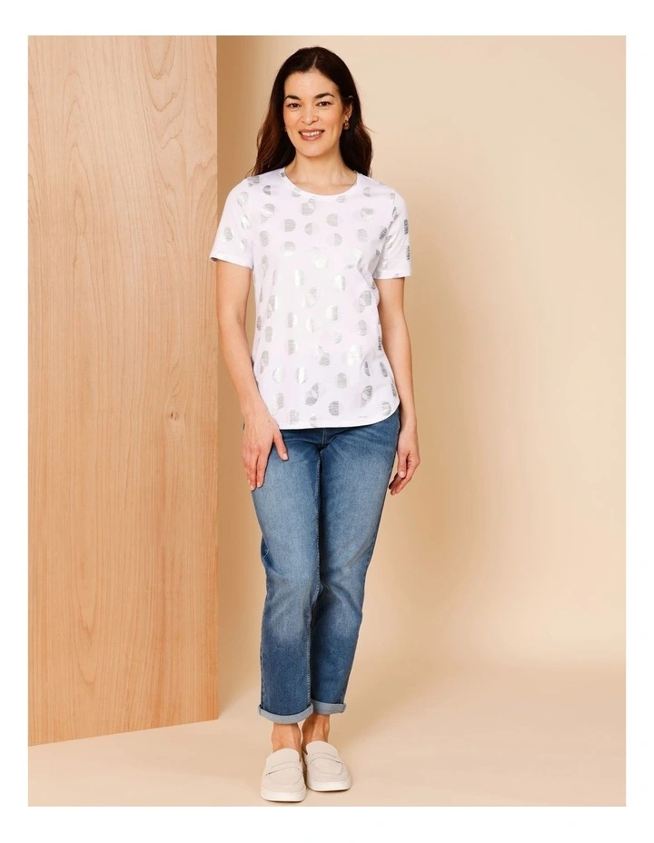 Wardrobe Staple Short Sleeve Tee In White Foil Print image 3