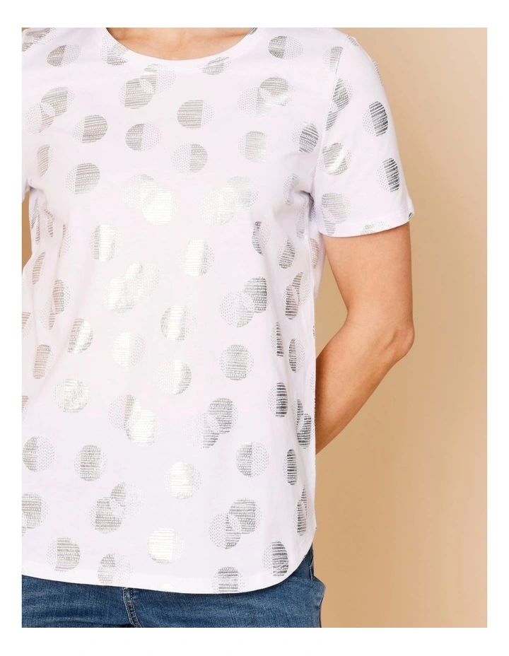 Wardrobe Staple Short Sleeve Tee In White Foil Print image 4