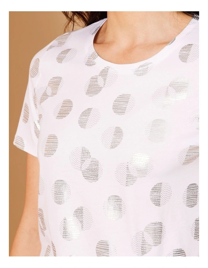 Wardrobe Staple Short Sleeve Tee In White Foil Print image 5