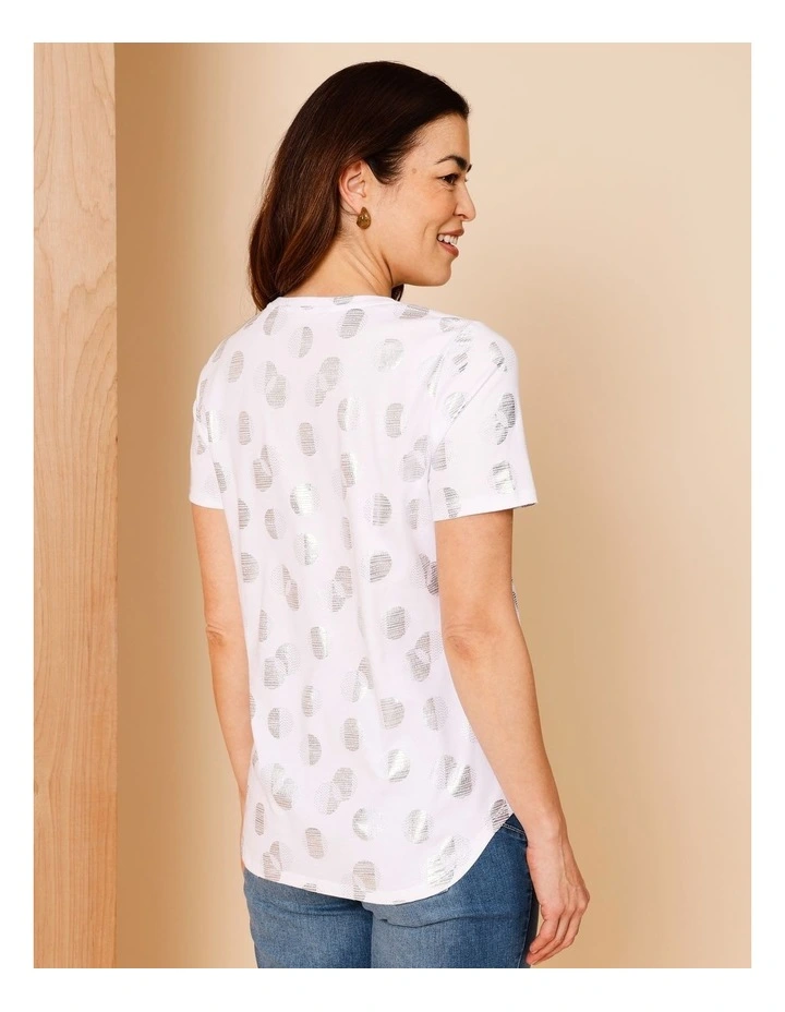 Wardrobe Staple Short Sleeve Tee In White Foil Print image 6