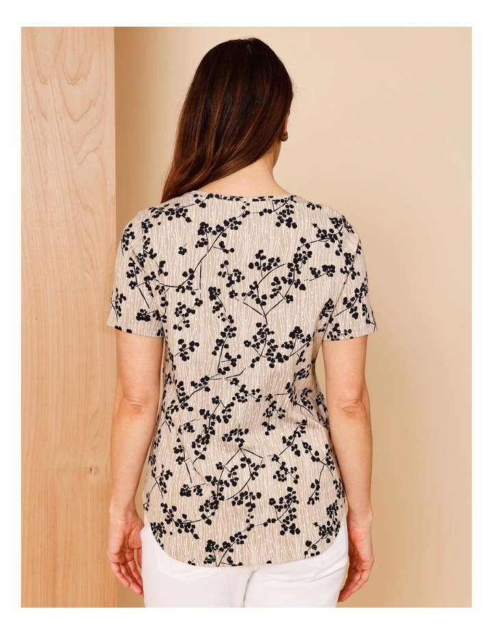 Wardrobe Staple Short Sleeve Tee In Neutral With Monotone Black Floral image 6