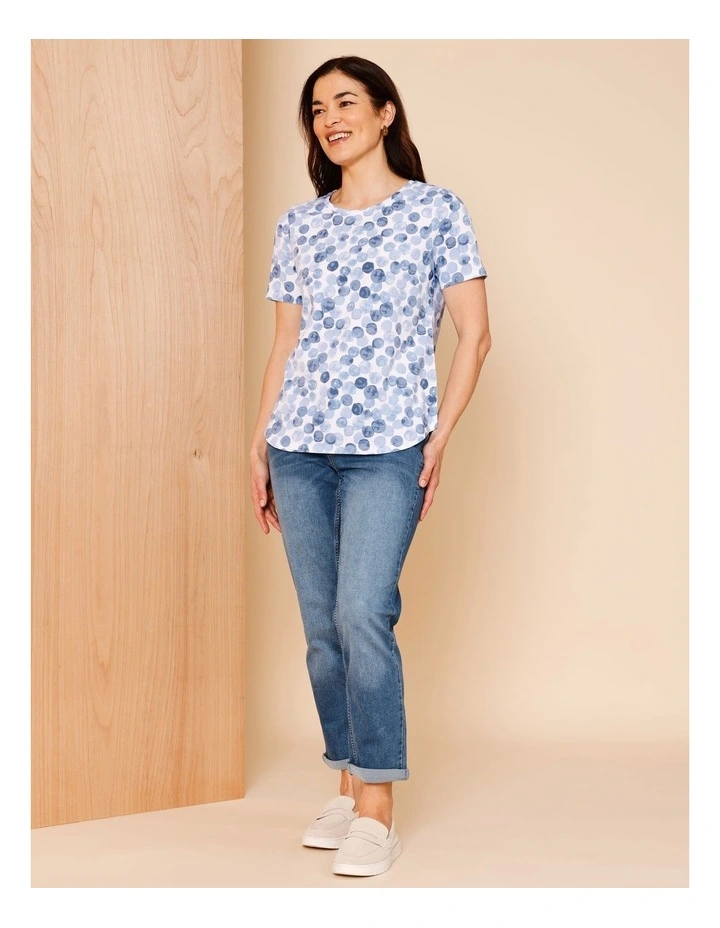 Wardrobe Staple Short Sleeve Tee In Blues Watercolour Spot image 2