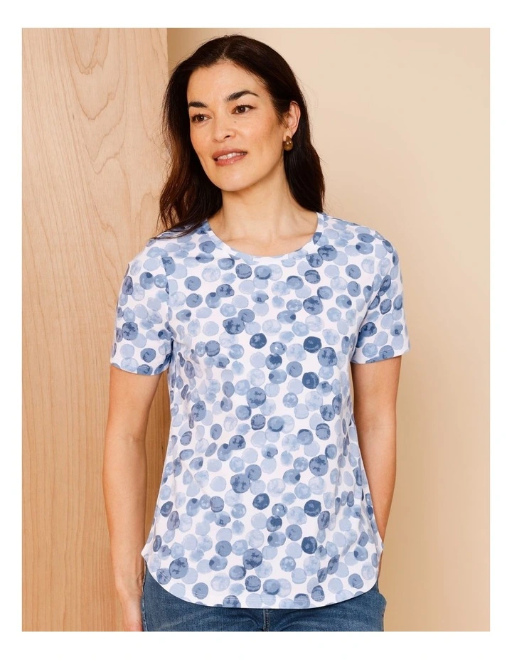 Wardrobe Staple Short Sleeve Tee In Blues Watercolour Spot image 4