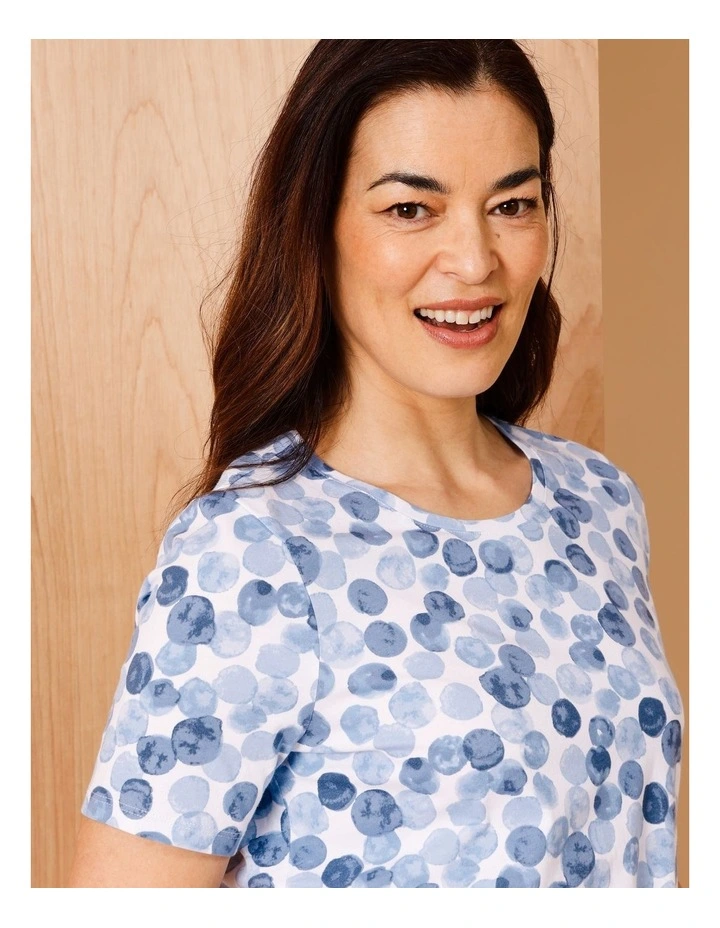 Wardrobe Staple Short Sleeve Tee In Blues Watercolour Spot image 5